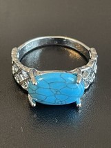 Turquoise Stone S925 Silver Plated Woman Ring Size 9.75 - £10.27 GBP