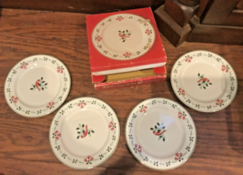 Vintage NIKKO Japan Stoneware Bells &amp; Holly Plates Set of Four NIB - £16.24 GBP