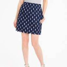 J.Crew Sidewalk Mini Skirt Blue Size 12 Short All Over Print Pull On Linen Blend - £14.03 GBP
