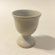 Egg Cup Cream Off White Vintage Ridges Footed Collectible Ceramic Pottery - £15.95 GBP