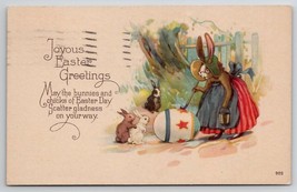 Easter Greetings Dressed Rabbit Painting Egg For Bunnies Postcard O25 - £5.54 GBP