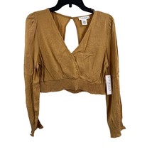 Kirious Long Sleeve Open Back Blouse Elastic Waist Crop Top Large New - $27.98