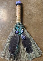 Tree of Life Altar Broom with Amethyst Stones and Feathers! - $19.75