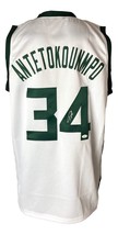 Giannis Antetokounmpo Milwaukee Signed White Basketball Jersey JSA - £234.03 GBP