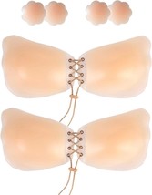 Breast Lift Adhesive Bra Invisible Strapless Sticky Push Up Bra Silicon (Size:S) - £17.47 GBP