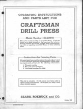 1946 Craftsman 103.23640  Drill Press Instructions - £15.52 GBP