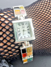 Aria Oit 925 Sterling Silver Multi Gemstone Wrist Watches Running Good 6.5 &quot; - £109.32 GBP