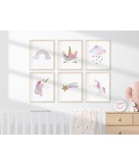 6 Piece Unicorn Wall Art Set, Printable Unicorn Nursery Wall Decor | Digital - £11.74 GBP