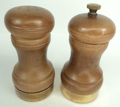 Vintage Nasco Wooden Salt &amp; Pepper Mill Grinder Shakers - Wood - Japan - £14.46 GBP