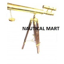 Nautical Decor Floor Standing Brass Telescope With Tripod Stand - £94.03 GBP