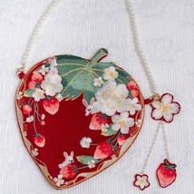 Strawberry Embroidery Shoulder Bag with Pearl Chain and Sakura Tassels #... - $49.00