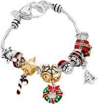 Christmas Charm Bracelet Women Tree Ornament Santa Candy Cane  7.25 +.75 Ex - £8.60 GBP