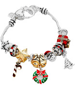 Christmas Charm Bracelet Women Tree Ornament Santa Candy Cane  7.25 +.75 Ex - £8.64 GBP