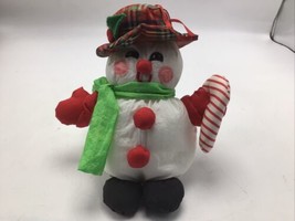 Ornament Snowman Holiday Fabric 6&quot; Country Plaid Hat Winter Xmas Vintage 1993 - £10.24 GBP