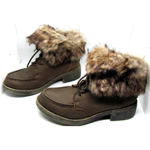 ROCKET DOG Brown Faux Fur Trim Combat Moto Ankle Boots NWOT Chunky Heel ... - £21.01 GBP