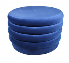 31" Blue Velvet Tufted Round Cocktail Ottoman - $924.91 CAD