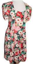 Vintage Dress S/M colorful Floral cotton hand made Rockabilly VLV Square... - £27.06 GBP