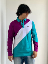 Men’s Fila Purple | White | Turquoise Long Sleeve Polo Shirt NWT - $59.00