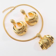 Sets for Women Trendy Necklace And Earrings Copper Pendant Brazilian Dubai Gold  - $48.34