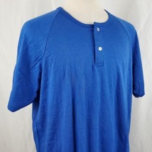 Vintage Henley T-Shirt XXL Blue Two Button 50/50 Single Stitch Deadstock... - £19.66 GBP