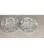 Set Of 2 Vintage Large Heavy Cut Glass Crystal Ashtrays - 6”D - $34.71 CAD