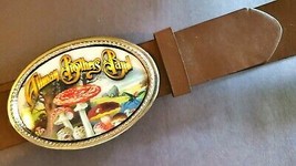 ALLMAN BROTHERS Band Epoxy PHOTO MUSIC BELT BUCKLE &amp; Brown Bonded Leathe... - $16.78