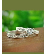 3CT Prong Moissanite Engagement Bridal Ring Set 14k White Gold Plated - $95.02