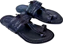 Herren Kolhapuri Leder Chappal Handgefertigt Jesus Flach Boho US Größe 7-12 HT66 - £30.49 GBP