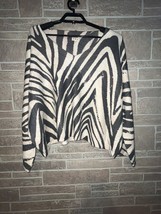 POL Zebra Print Long Sleeve Lightweight Oversized Sweater Size Large - £19.61 GBP