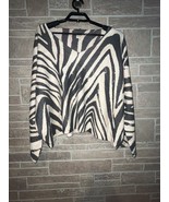 POL Zebra Print Long Sleeve Lightweight Oversized Sweater Size Large - £19.46 GBP