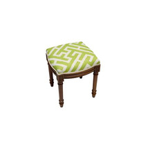 123 Creations Chartreuse Lattice Upholstered Wooden Vanity Stool Wood Stain - $236.92