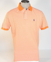Polo Ralph Lauren Orange &amp; White Stripe Short Sleeve Polo Shirt Blue Pon... - $94.99