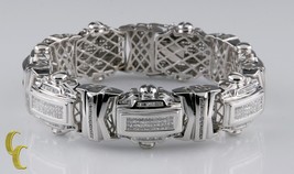 18.00 Carat Diamant Plaque 14k or Blanc Fantaisie Bracelet 9.75 &quot; - £13,161.77 GBP