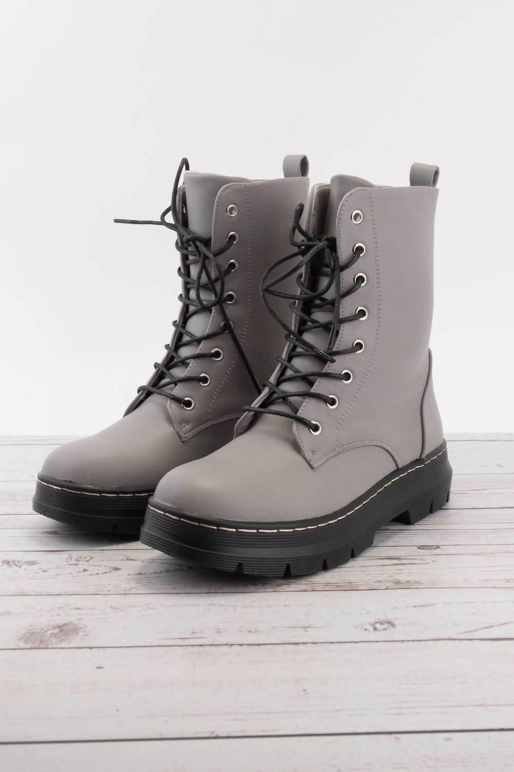 Ccocci Women&#39;s Renee Lace Up Combat Boots Grey - $48.00