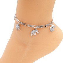 Silver Layered real Gold Filled Anklet bracelet With Elephants charms 10&quot; - $12.60