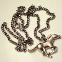 Avon Wild Mustang Pendant 18&quot; VTG Unisex Chain Necklace Silver Tone Race... - £23.16 GBP