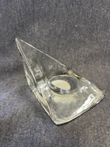 ORREFORS? SWEDEN CRYSTAL ABSTRACT TRIANGULAR SHAPED CANDLE TEALIGHT HOLDER - $12.87
