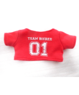 Justin Bieber 2010 Red T-shirt Team Bieber 01 Mini Beanie Teddy Bear Dol... - £5.50 GBP