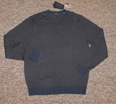 Hart Schaffner Marx Sz L Merino Wool Sweater Navy V-Neck Lightweight $150!! NEW! - £25.90 GBP