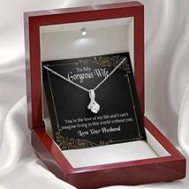 Wife Gift You&#39;re The Love of My Life Eternity Ribbon Stone Pendant 14k White Gol - £43.48 GBP