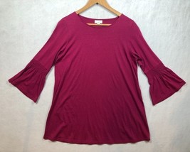 J.Jill Tunic Top Fuchsia Sangria Pink 3/4 Bell Sleeve Oversized Womens S... - €21,13 EUR