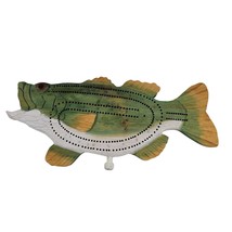 Big Mouth Bass Cribbage Board Fish Wooden Rustic - £27.64 GBP