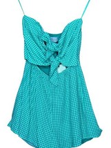 Women&#39;s Shorts Romper Green White Gingham Strapless Size Small Dress For... - $24.04