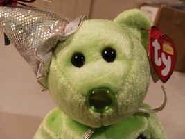 Ty Beanie Babies August Birthday Bear With Peridot Birthday Stone Nose And Gift  - £8.96 GBP