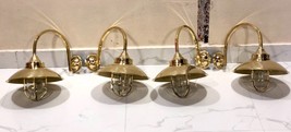 Nautical Interior Decoration Vintage Style Brass Bulkhead Wall Light with Shade - £395.77 GBP