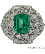 18K White Gold- Round Pear &amp; Marquise Natural Diamond - Natural Emerald:... - £6,187.32 GBP