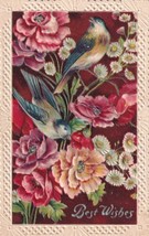 Best Wishes Flowers Birds Embossed Postcard E01 - £5.58 GBP