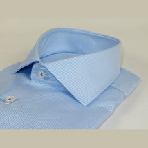 Men 100% Italian Cotton Shirt Non Iron SORRENTO Turkey Spread Collar 2745 Blue image 2