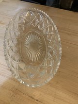 Vintage Clear Glass Relish Pickle Dish Diamond Pattern Star-burst Sawtoo... - £10.85 GBP