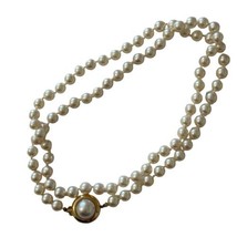 Estate 14K Yellow Gold Pearl Necklace 31 Inches Mabe Clasp Akoya? - £779.34 GBP